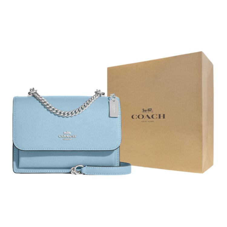New COACH Klare Split Cow Leather Envelope Bag Shoulder Bag Crossbody Bag Mini Women's Sky Blue C9949-SVQVE