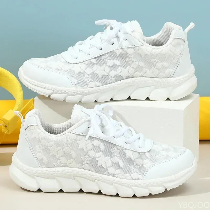 Fashion Women Casual Sneakers 2025 Fashion Comfortable Sports Shoes Women Lace-up Mesh Breathable Women Outdoor Soft Soles Running Shoes