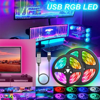USB светодиодные ленты RGB 5050 Luces светодиодные гибкие диодные украшения для ленты для гостиной