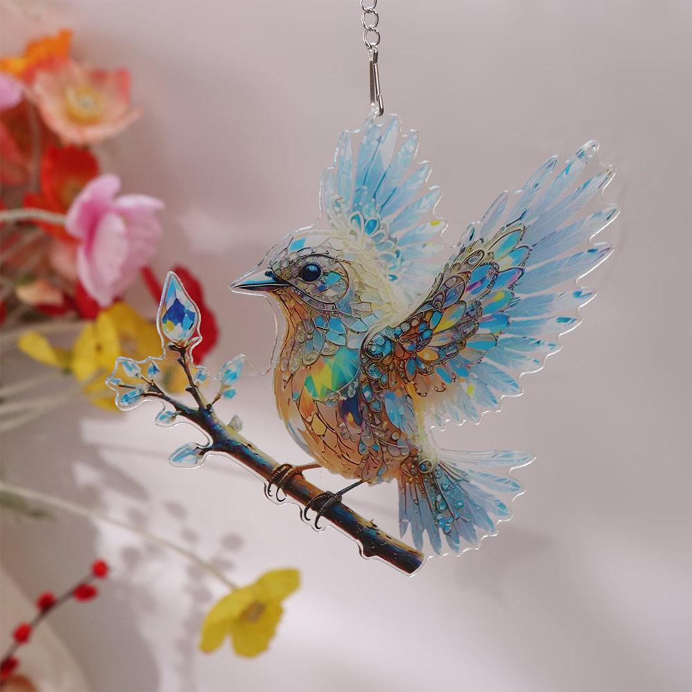 Acrylic Window Hanging Bird Sky Stained Bluebirds Suncatchers Bird Hangings Pendant  Courtyard