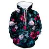 Женская ретро повседневная уличная толстовка с капюшоном, 3D-принт, цветок, пуловер, длинный рукав, худи