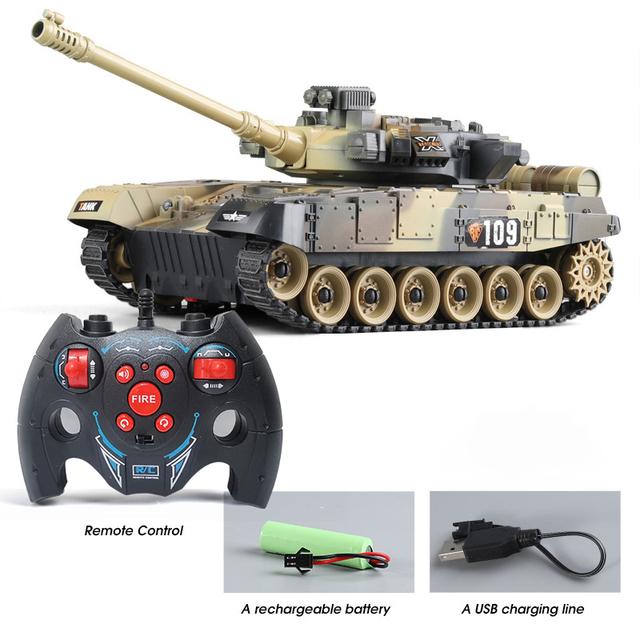 New 9 Channel RC Tank Military War Battle United States M1 Leopard 2 Remote Control Toy Car Tactical Model Electronic Toys for Boys Children