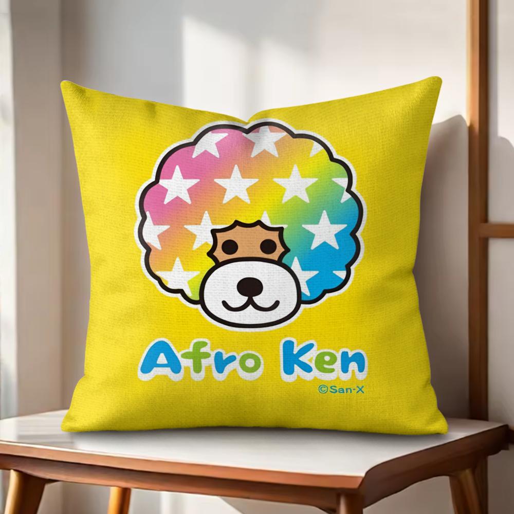 Japan AAfro KKen Cute Cushion Cover Natural Linen Organic Fabric DoubleSided Printing Couch Pillow Covers Home Decor