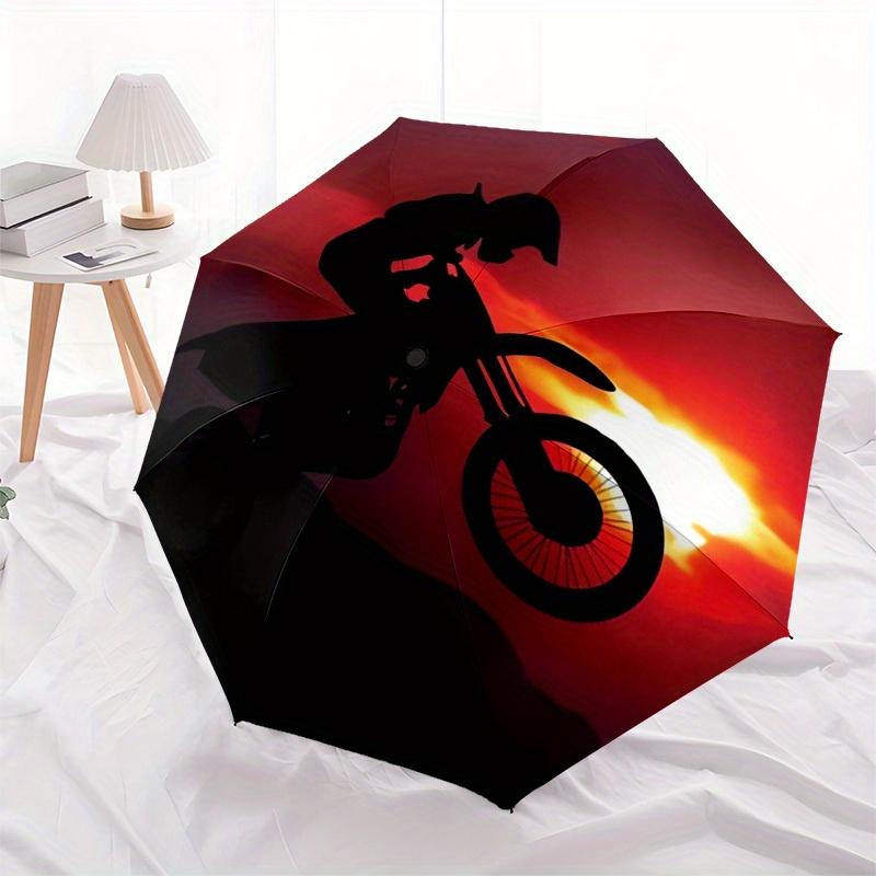 1pc Motorcycle Sunset Themed High-quality Umbrella,Automatic Opening and Closing Umbrella,Multi-functional Umbrella G0811051