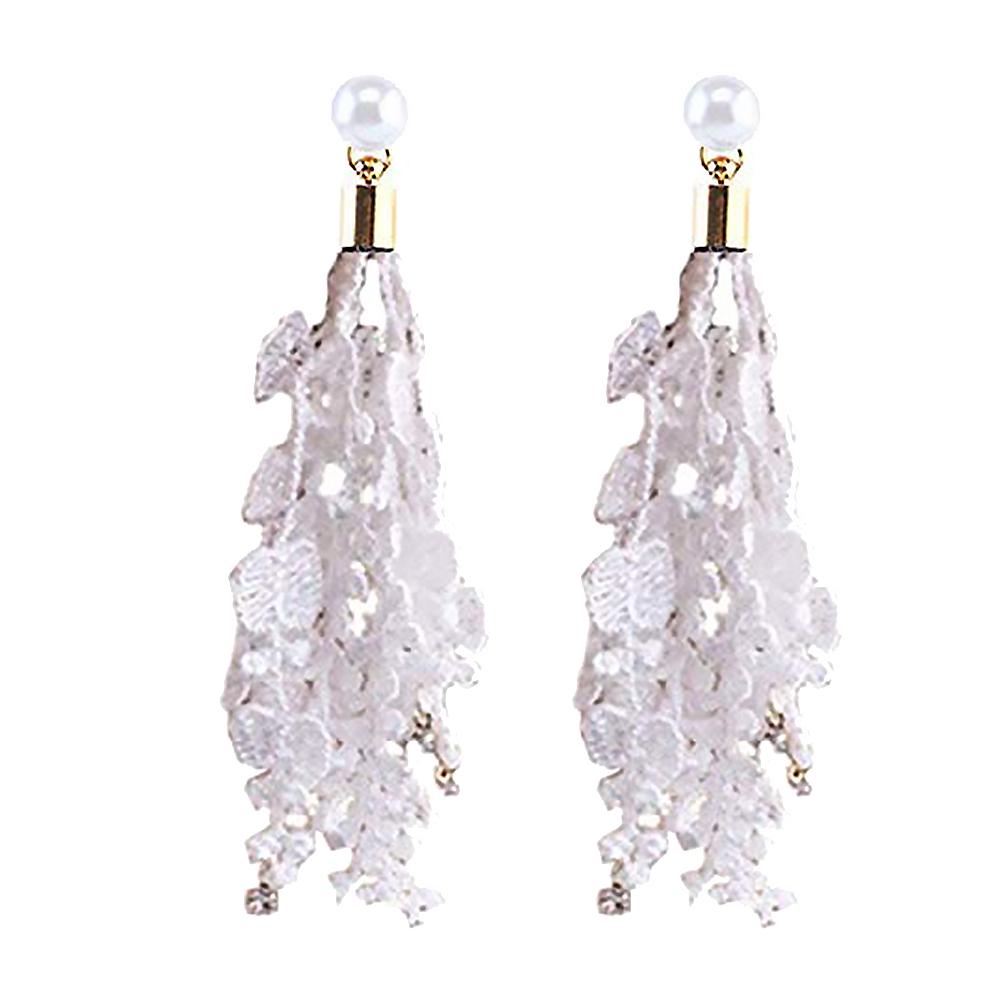 Длинные серьги Bluelans, свадебные серьги с кисточками и кружевом, подарок, висячие серьги-гвоздики для новобрачных