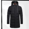 Autumn Winter Men Jacket Cotton Padded Hooded Long Sleeve Drawstring Mid-length Windbreaker for Daily Wear