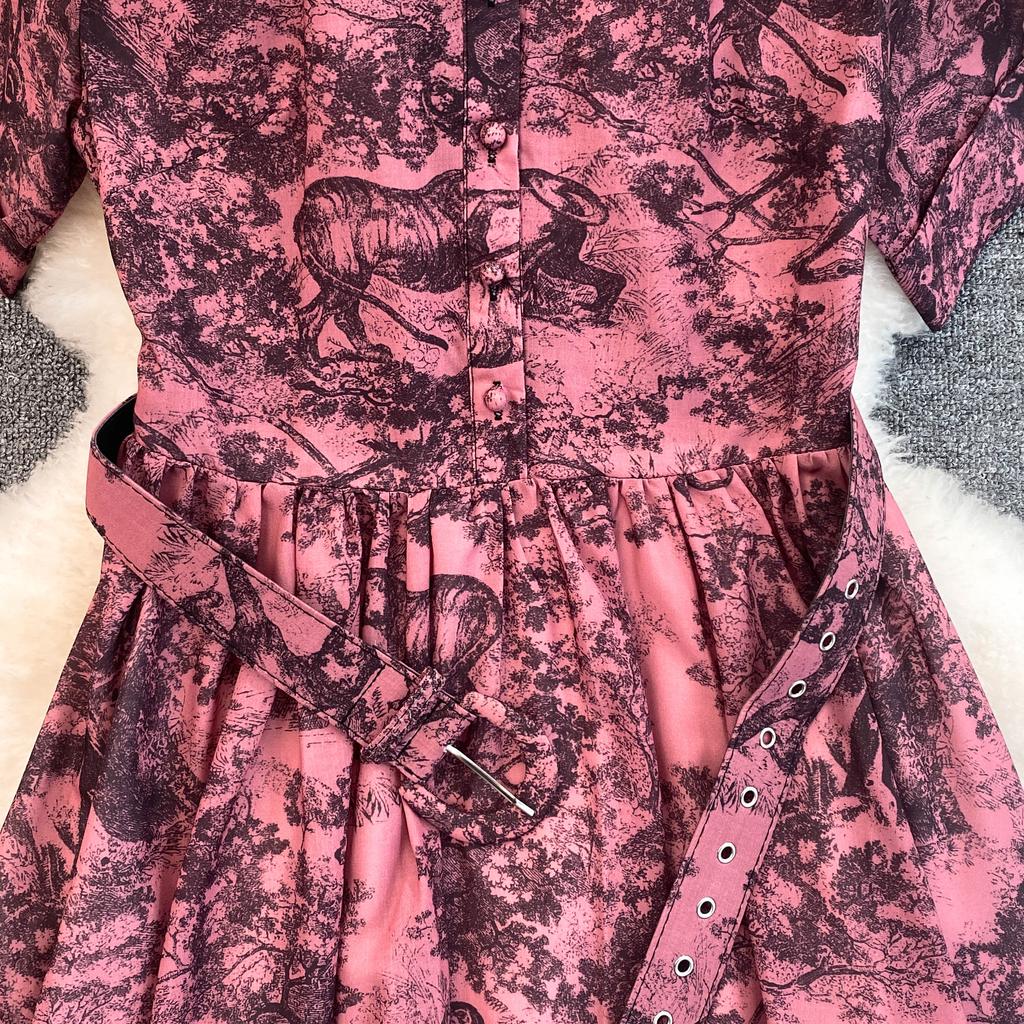 Винтажное платье с принтом, женское платье-рубашка трапециевидной формы с короткими рукавами и лацканами, женские элегантные летние длинные халаты трапециевидной формы, Vestidos