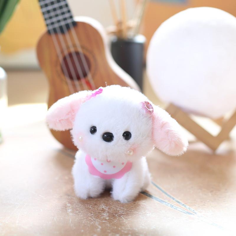 Dog Plush Scarf Toy Keychain Backpack Charm Stuffed With Pp Cotton Gift For Kids