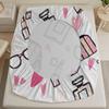 3pcs Fitted Sheet Set For Girls Room Decor Doodle Lipstick Perfume Glasses Hearts Makeup Printed Flat Sheet With 2 Pillowcases