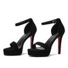 Summer Women 12cm High Heels 3 .5cm Platform Red  Bottom Sandals Lady Gladiator Strappy Sandles Nightclub Prom Fetish Shoes