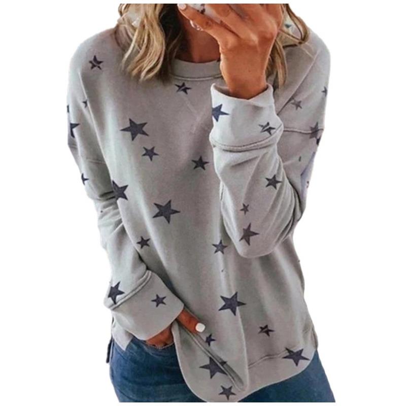 Women's Loose Plus Long Sleeved T-shirt Printed Hoodie