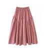 Design Sense Art Retro Plaid High Waist Slimming A- Line Skirt New Patchwork Big Hem Umbrella Skirt Long Skirt
