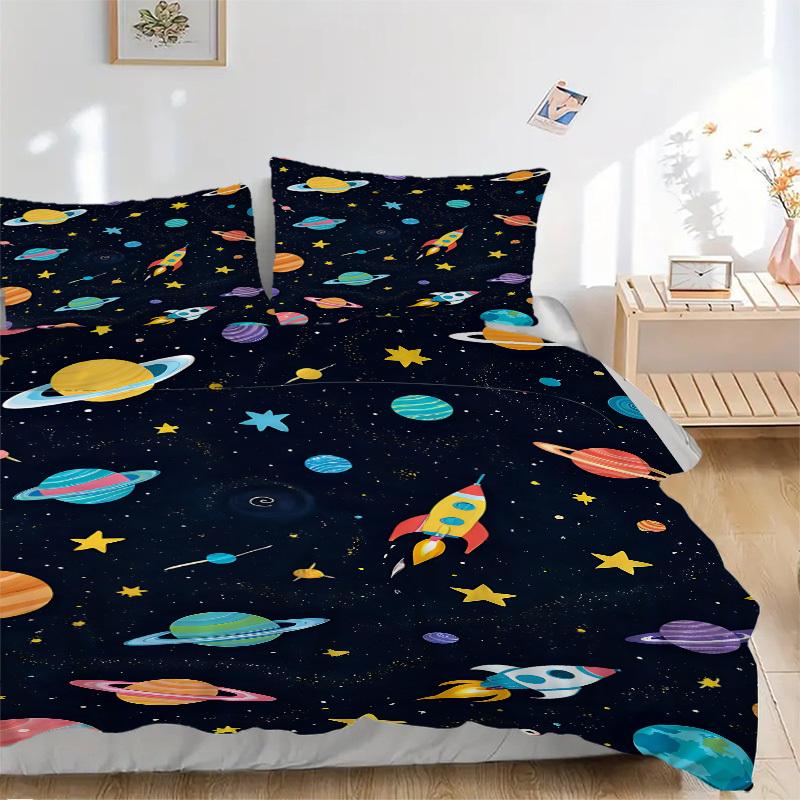 3pcs bedding set Space Adventure Includes 1 Comforter + 2 Pillowcases, Without Pillow Inserts, Soft Comfortable,Bedding Set,a0909041