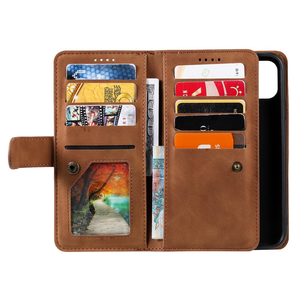 Кожаный кошелек-книжка с отделениями для карт и молнией для iPhone 14 15 Pro Max 13 12 Mini 11 SE 2025 X 6 6s 7 8 Plus XR XS