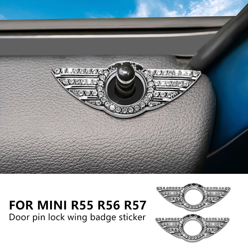 For BMW Mini Cooper R55 R56 R57 Bling Rhinestone Car Door Bolt Lock Pin Switch Button Ring Lift Bolt Sticker Crystal pwaxk99