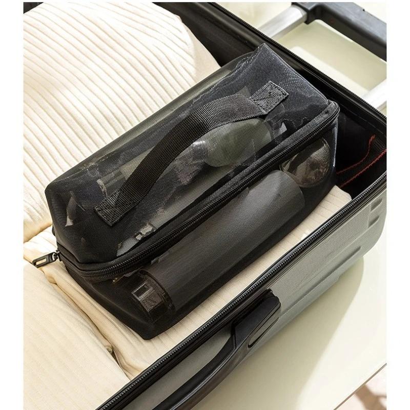 Новая сетчатая косметичка большой вместимости, прозрачная сумка для мытья, дорожные косметички, женская ручная косметичка, дорожная косметичка