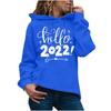 Women's Fashion Casual  New Year Print Hooded Sweatshirt Loose Sports Pullover