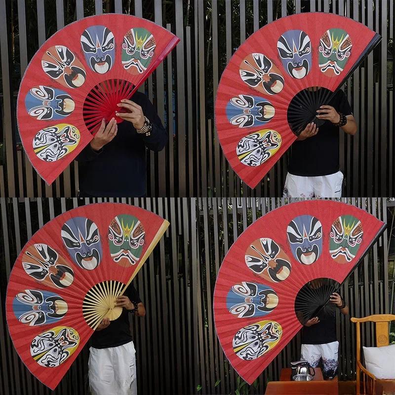 Chinese Decoration Folding Fan Classical Wall Mount Oversized Cloth Folding Fan Living Room Decorative Chinese Peking Opera