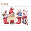 1 Sheet Christmas Wall Sticker Gnome Elf Stocking Candy Cane Gift Bag Waterproof PVC Self-adhesive Living Room Bedroom Holiday Wall Art Decoration