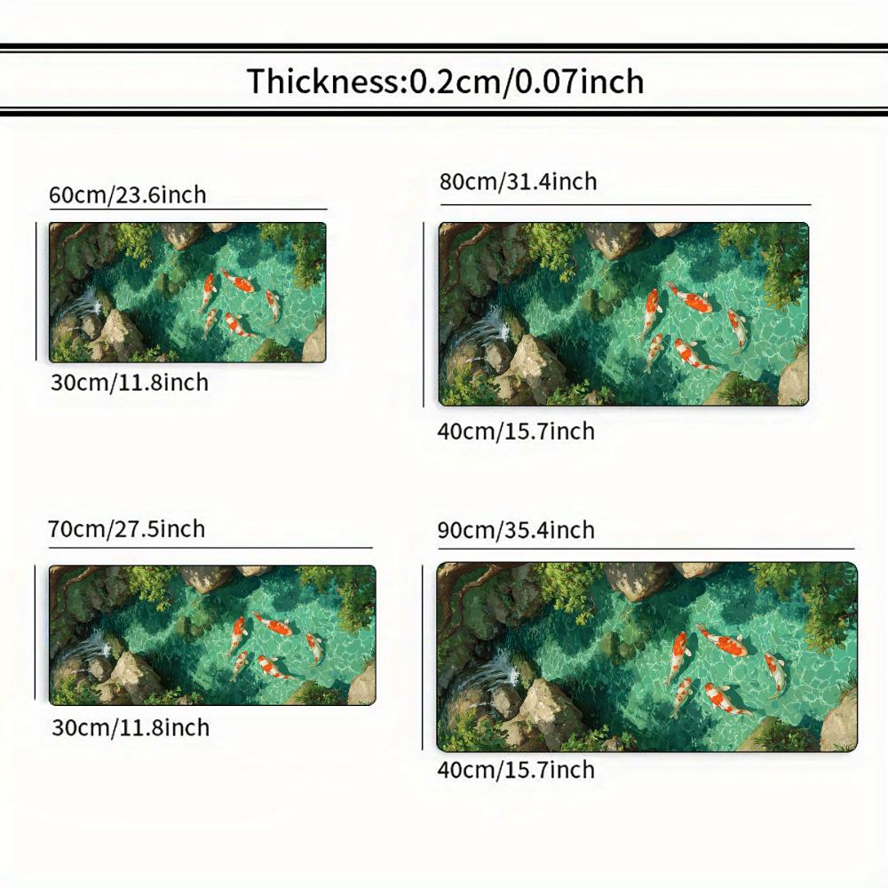 Koi Carp Pond Mouse Pad Large Computer Office Game Table Mat Xxl Rubber AntiSlip Stitched Edge Keyboard Mats Washable Desk Pads