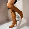 Autumn and Winter New Stacking Boots Long Women's Boots Pointed Head Thin High Heel Sleeve Long Boots Slim Tall Tube