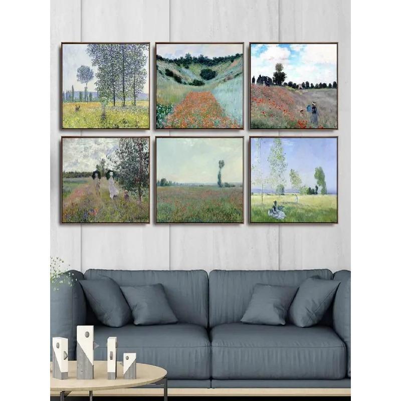 Vintage Spring Poppy Field Canvas Wall Art  Retro Decorative Painting for Living Room  Bedroom  Classic HD Print Poster  Home De