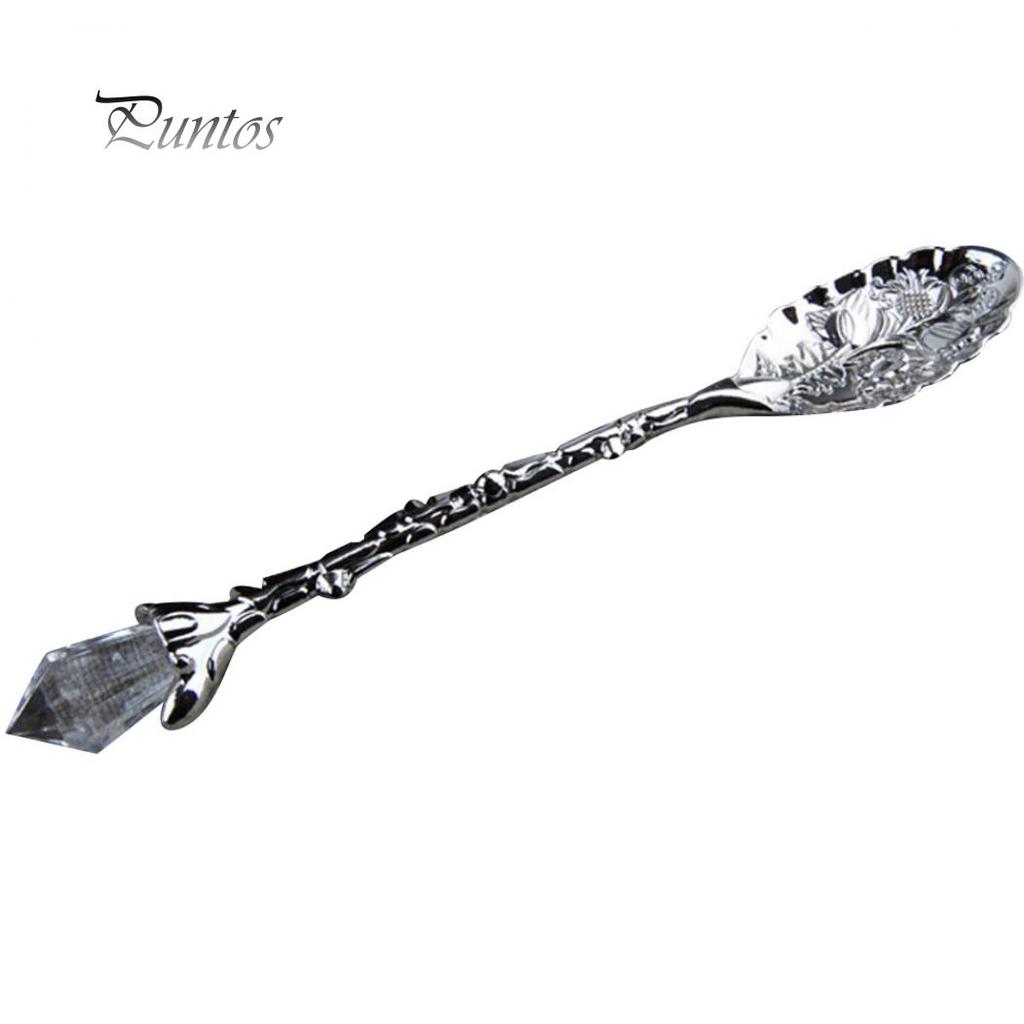 Чистые продукты, винтажная цветочная резьба, чай, кофе, десертная ложка, посуда с длинной хрустальной ручкой