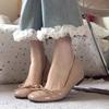 Gentle Nude Inner Height Increase Ballet Women's Shoes New Flat-bottomed Temperament Light Mouth Commuting Soft-soled Single Shoes
