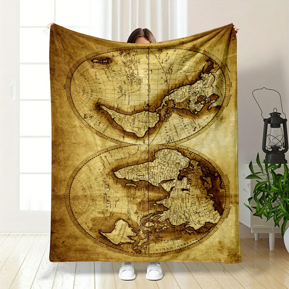 Vintage World Map Design Warm blanket - Flannel blanket for bedroom, living room, sofa, and nap.