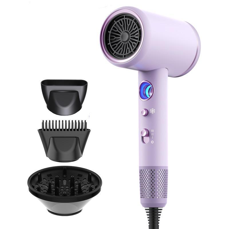 High-Power Hair Dryer with Digital Temperature Control, Hot & Cold Settings, 6-Speed, and Negative Ion Technology.