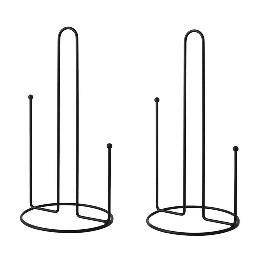 2 Pcs One-handed Tear Paper Towel Rack Black/White Tissue Stand Vertical Napkin Holder  Kitchen