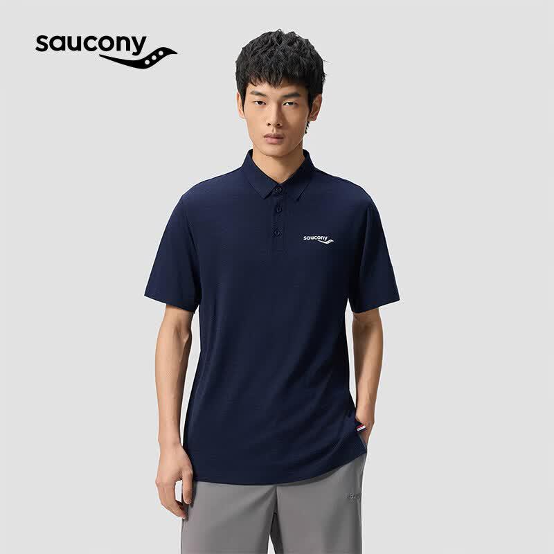 Saucony Men's Lightweight Wool Short Sleeve Polo Shirt
