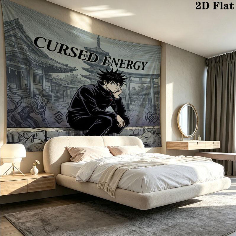Jujutsu Kaisen Wall Tapestry Aesthetic Wall Hanging Printed Fabric Blanket Decorative Tapestries For Bedroom Living Room Home Decor