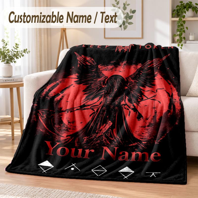 Sleep Token Custom Name Flannel Throw Blanket Soft Warm for Sofa Bed Indoor Home Use