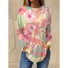 2025 New Fashion Women's Casual Long Sleeve T-Shirt 3D Printed Flower Leaf Print Round Neck Loose Comfortable And Simple