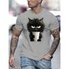Футболка с коротким рукавом и круглым вырезом с цифровой печатью для мужчин, с изображением кошек и животных, из дышащей ткани, свободного кроя, для летнего отдыха, для отдыха, повседневная одежда