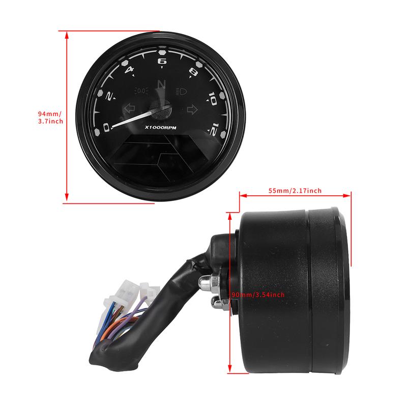 12V Motorcycle Speedometer Tachometer Fuel Meter Dashboard Gauges Odometer LCD Digital Indicator Motorbike Accessories Universal