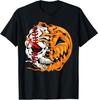 Baseball Player Halloween Pumpkin Skeleton, Skull Kids Teens T-Shirt