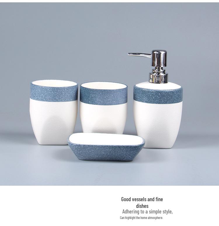European Style Snowflake Glaze Ceramic Bathroom Set: Pink Mouthwash Cup, Hand Sanitizer Bottle, and More