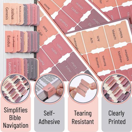 5 листов наклейки с библейскими этикетками, крупный принт, легко наносить, стильные цвета в стиле бохо, прочный дизайн, земляные тона, вкладки из золотой фольги, библейские вкладки