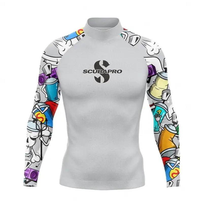 SCUBAPRO Мужская футболка с длинным рукавом для защиты от солнца (рашгард) для плавания, серфинга, дайвинга, снорклинга и водных видов спорта
