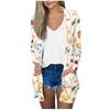 Женская модная свободная повседневная куртка-кардиган средней длины с длинными рукавами и принтом, топ
