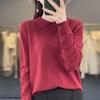 HNXC Autumn and Winter Knitted Sweater, Women's POLO Neck Solid Color Long-sleeved Sweater, Loose Solid Color Knitted Base Layer