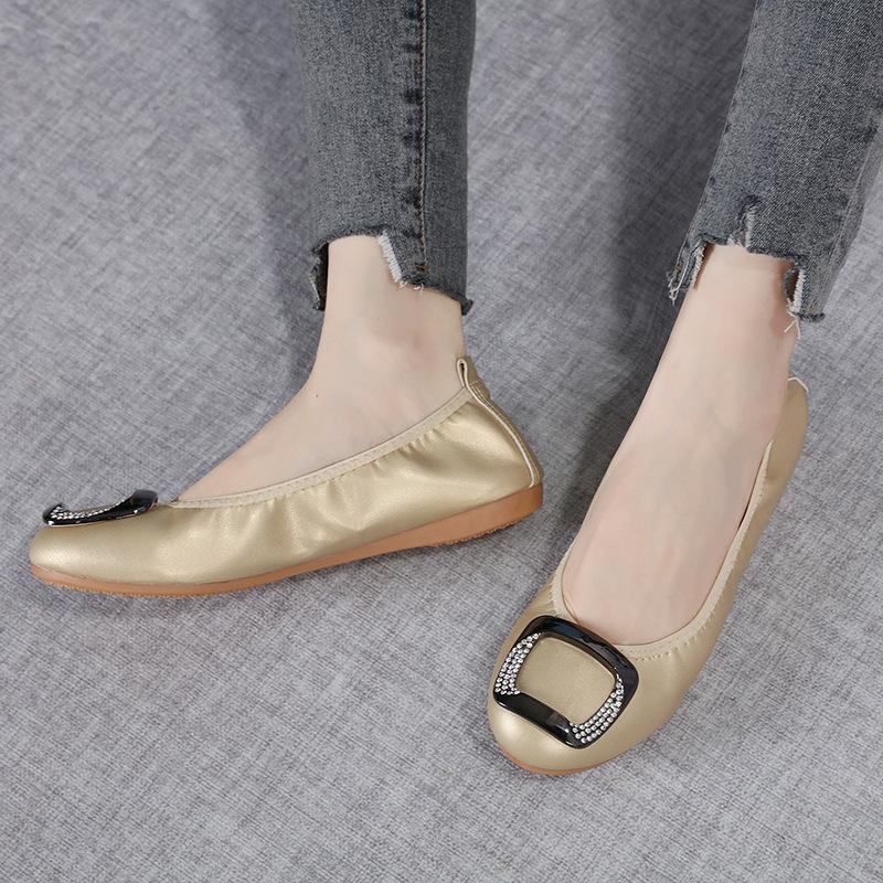 Egg Roll Women'S Shoes Flat-Soled Single Shoes Doudou Shoes Soft-Soled Casual Shoes 34-44
