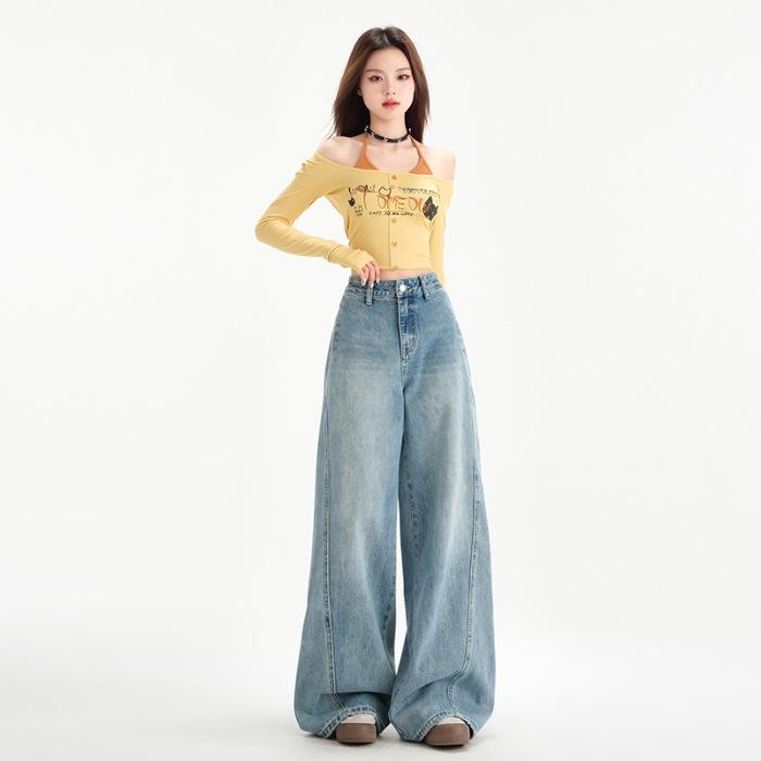 Светлые брюки Willow Scimitar для женщин, новые джинсы в американском стиле в стиле ретро с высокой талией, маленькие широкие брюки для женщин