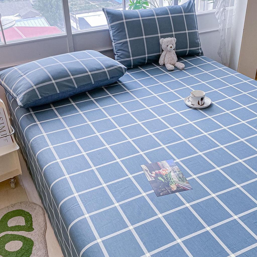 Комплект постельного белья из чистого хлопка, три предмета - Грубая ткань, на резинке, Подходит для общежитий и младенцев