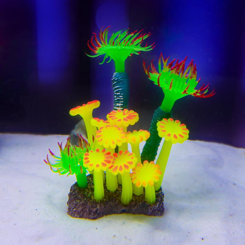 Colorful Fluorescent Silicone Coral Tree for Fish Tank Landscaping
