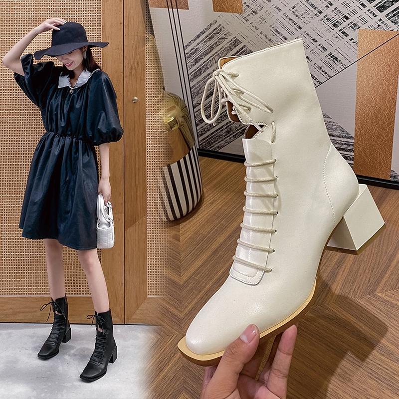 Женские кожаные туфли на высоком каблуке, женские ботильоны, теплая зимняя обувь, женская повседневная обувь на молнии, размер 34-40, сапоги на высоком каблуке