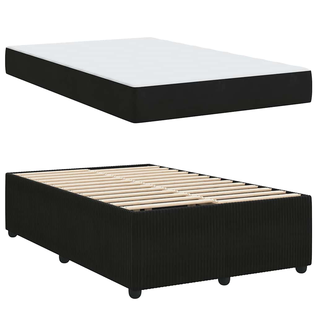 Bed Frame with Mattress Black 120 x 190 cm Fabric