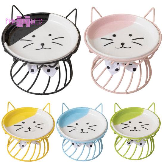 Приподнятая миска для кошачьего корма, большая вместимость, против рвоты, керамическая посуда с кронштейном — Товары для домашних животных